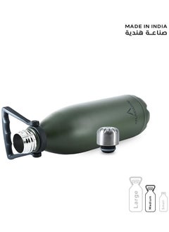 Atlasware Water Bottle with a Capacity of 1000 ml, Stainless Steel Water Bottle that keeps Cold for 82 Hours and Keeps Heat for 34 Hours, Army  - Image 4