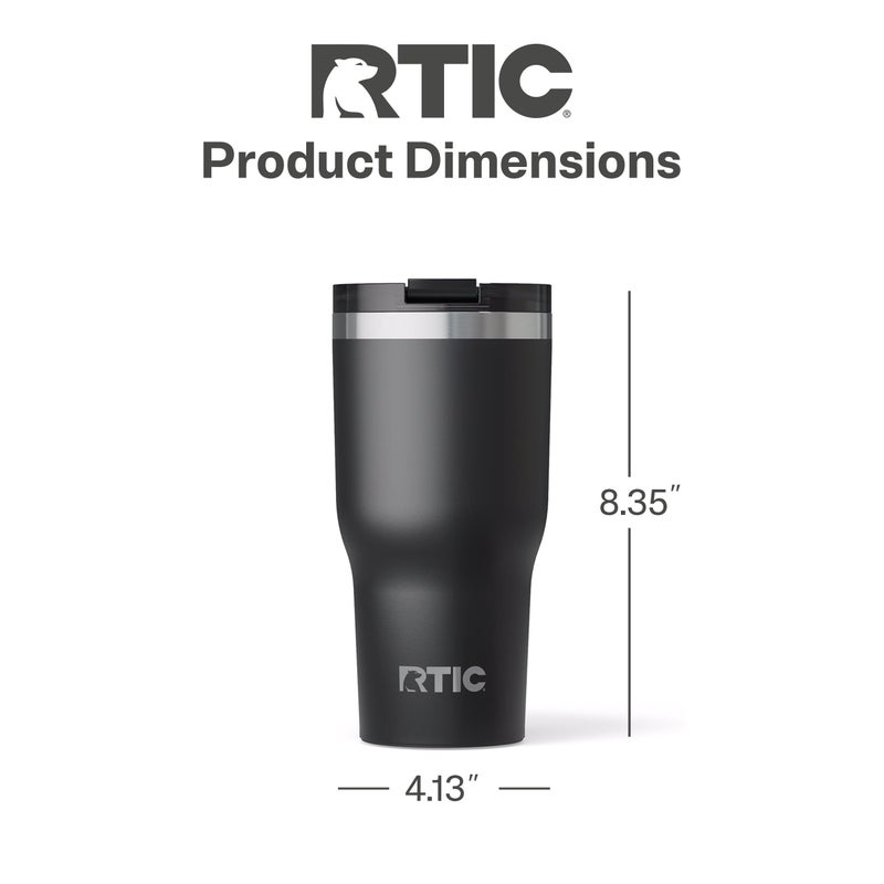 RTIC 30oz Essential Tumbler with Lid, Ceramic Lined, Insulated, Stainless Steel, Metal, Double Wall Vacuum-Insulation, Travel Cup for Iced Coffee, Tea, Hot and Cold Drink, Black - Image 5