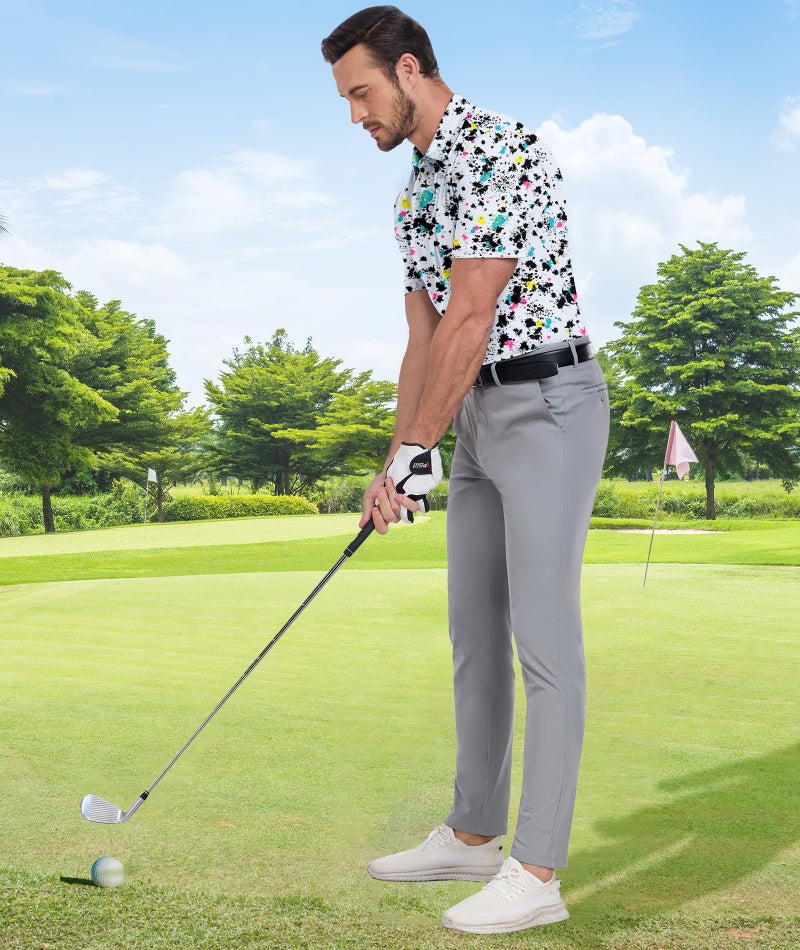 ZITY Men's Golf Shirts Short Sleeve Moisture Wicking Performance Print Patterns Casual Collared Golf Polo Shirt for Men - Image 3