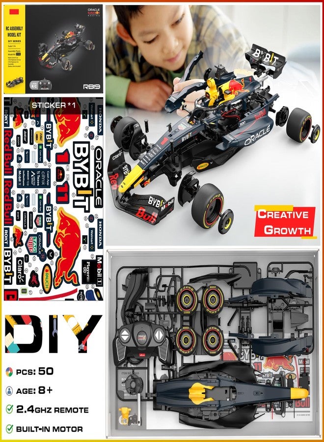 Voltz Toys مجموعة بناء سيارة التحكم عن بعد ريد بول RB19 F1 المرخصة من فولتز تويز، بمقياس 1/16، مع جهاز تحكم عن بعد، نموذج مرخص، 55 قطعة، مجموعات STEM للأطفال والكبار، للأعمار من 8 سنوات فما فوق (ريد بول RB19) - Image 2