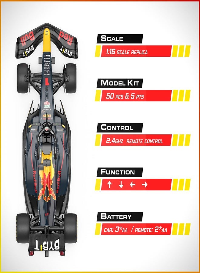 Voltz Toys مجموعة بناء سيارة التحكم عن بعد ريد بول RB19 F1 المرخصة من فولتز تويز، بمقياس 1/16، مع جهاز تحكم عن بعد، نموذج مرخص، 55 قطعة، مجموعات STEM للأطفال والكبار، للأعمار من 8 سنوات فما فوق (ريد بول RB19) - Image 5