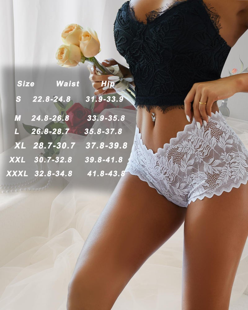 FINETOO 5 Pack Sexy Lingerie Panties for Women Pack V-Waist Lace Womens Underwear French Cut Boyshorts Panty - Image 4