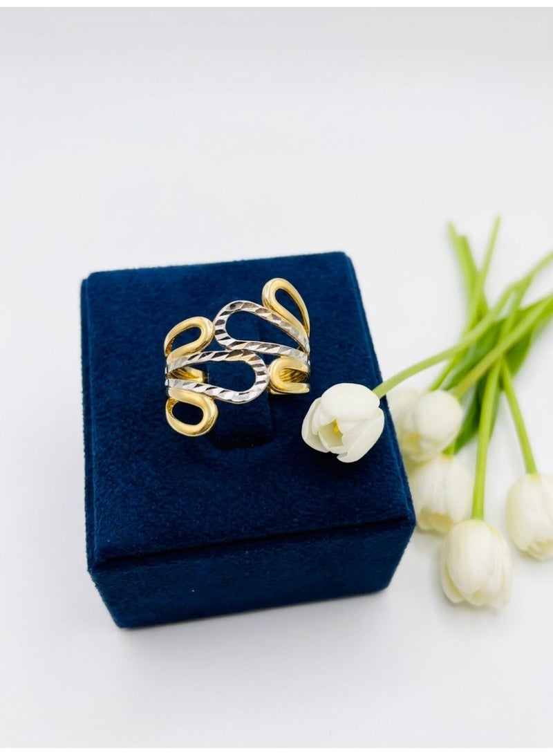 The Intermix Gems Two-Tone Gold Abstract Statement Ring 18K - Image 2