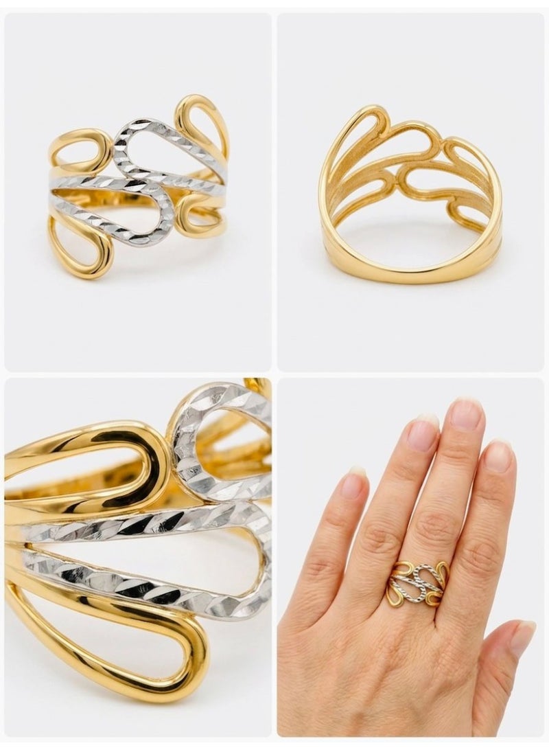 The Intermix Gems Two-Tone Gold Abstract Statement Ring 18K - Image 3