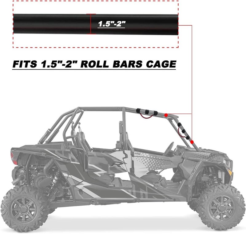 ROMASO مقابض قضيب اللف لـ UTV و ATV - مقابض للقضبان مقاس 1.5"-2"، متوافقة مع بولاريس RZR، كاواساكي Mule، هوندا Pioneer، Can Am، إلخ، مقابض باراكورد ناعمة، عبوة من 2 (أسود وأحمر) - Image 5