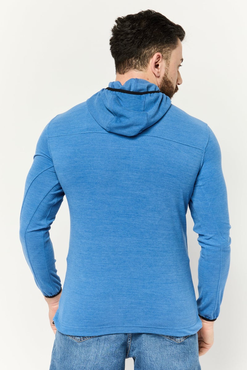 MOTION Men Hooded Long Sleeve Brand Logo Sweatshirt, Blue - Image 2