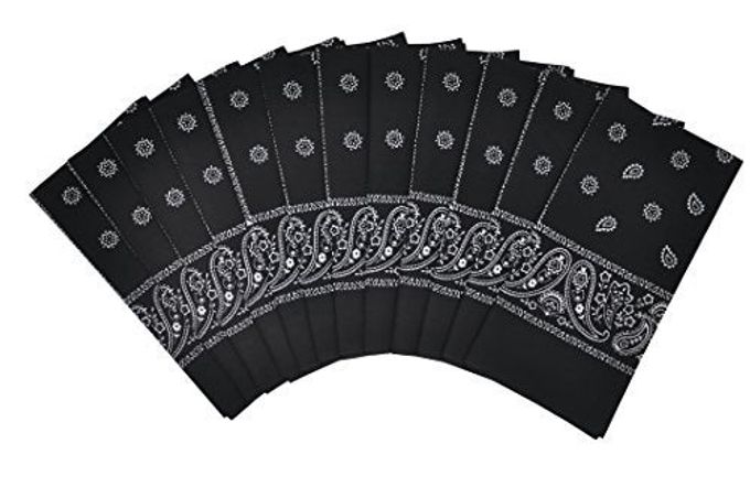 Vamqor 12pcs Bandana for women and men 100% Cotton Custom Fashion Paisley Design Multifunctional Outdoor Square Handkerchief (Black) - Image 2