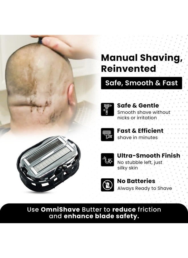 OmniShaver Premium Omnishaver Bi-Directional Shavers for Men & Women | 3x Faster Than Disposable Razors | Smooth, and Safe | Self-Cleaning, Self-Sharpening Razor Blades for Shaving Head, Legs, Arms, Body (Black)  - Image 3