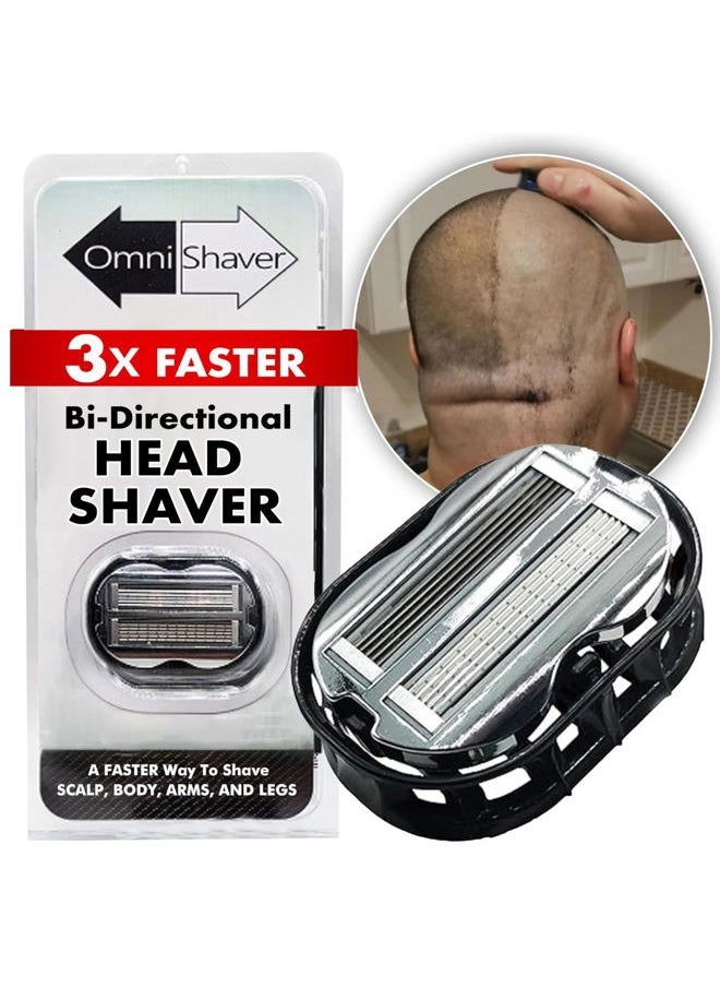 OmniShaver Premium Omnishaver Bi-Directional Shavers for Men & Women | 3x Faster Than Disposable Razors | Smooth, and Safe | Self-Cleaning, Self-Sharpening Razor Blades for Shaving Head, Legs, Arms, Body (Black)  - Image 1