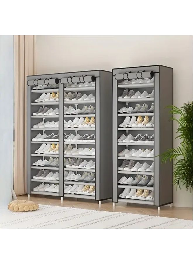 Black Single Row Heavy Duty Metal Shoe Organizer with 360 Degree Closure Dustproof 3 2 Cu Ft Capacity - Image 4