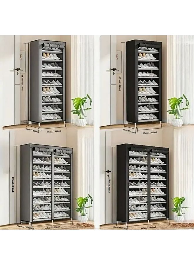 Black Single Row Heavy Duty Metal Shoe Organizer with 360 Degree Closure Dustproof 3 2 Cu Ft Capacity - Image 3