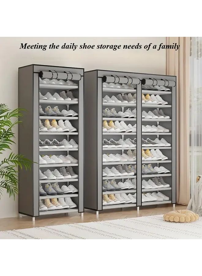 Black Single Row Heavy Duty Metal Shoe Organizer with 360 Degree Closure Dustproof 3 2 Cu Ft Capacity - Image 1