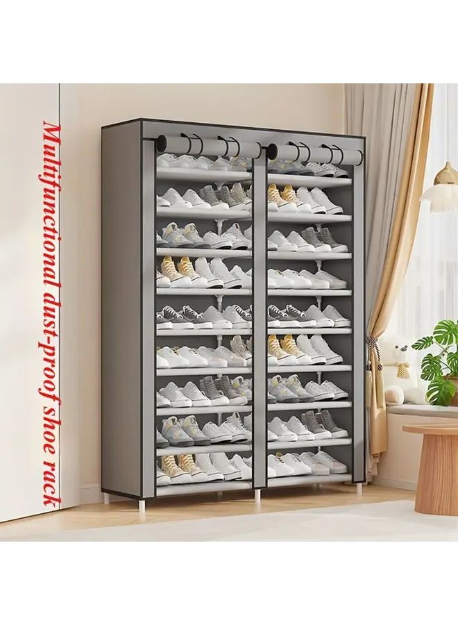 Black Single Row Heavy Duty Metal Shoe Organizer with 360 Degree Closure Dustproof 3 2 Cu Ft Capacity - Image 2