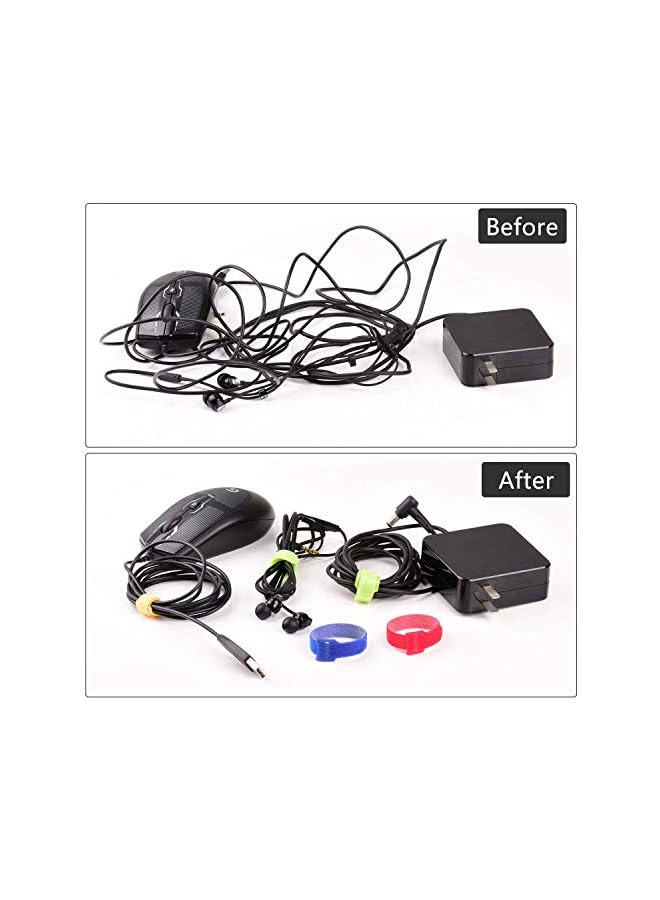 promass 80Pcs Reusable Cable Ties, Premium Adjustable Cord Organizer for Cable Management, Multicolored Cable Organizer for Home/Office/Studio Cord Management, 2 Sizes & 4 Colors - Image 2