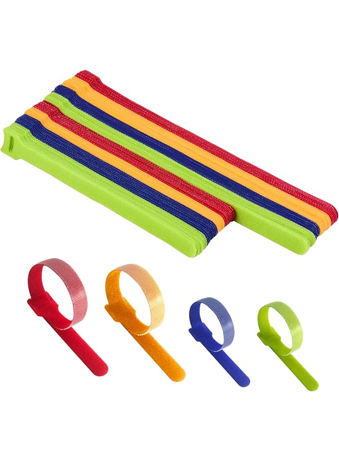 promass 80Pcs Reusable Cable Ties, Premium Adjustable Cord Organizer for Cable Management, Multicolored Cable Organizer for Home/Office/Studio Cord Management, 2 Sizes & 4 Colors - Image 1