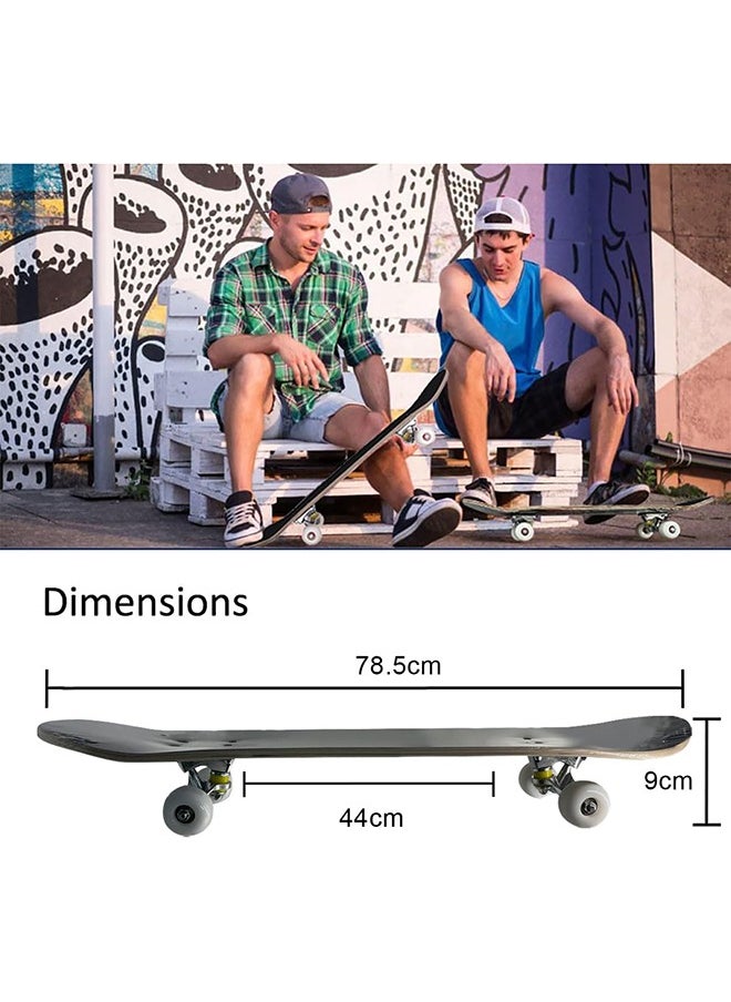 Arabest Skateboard Complete Standard Skateboard, 9-Ply Maple Professional Cruiser Skateboard Double Kick Street Stunt Skateboard Concave Longboard with PU Wheels for Beginners Kids Teens Adults 78.5x20CM  - Image 5