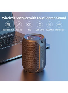 Zealot ZEALOT S32 Pro Bluetooth Speaker, Speakers Bluetooth Wireless,(15W New Version) Portable Speaker Outdoor，Loud Stereo Sound, Dual Pairing, USB/TF/AUX, for Home, Party, Beach-Black  - Image 3