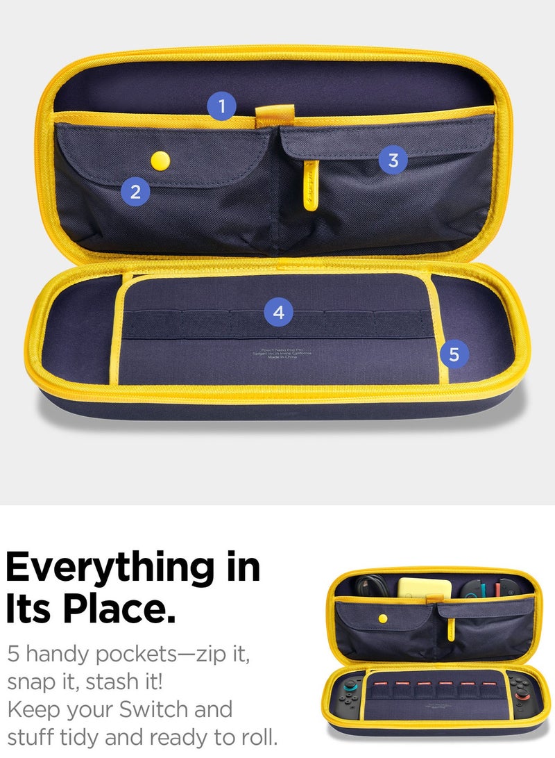 Spigen Nano Pop Pro Nintendo Switch 2 Carrying Pouch Case with Shoulder Strap Protective Portable EVA Hard Shell with Pocket for Joy-Con Accessories, 6 Game Cartridges - Blueberry Navy - Image 2