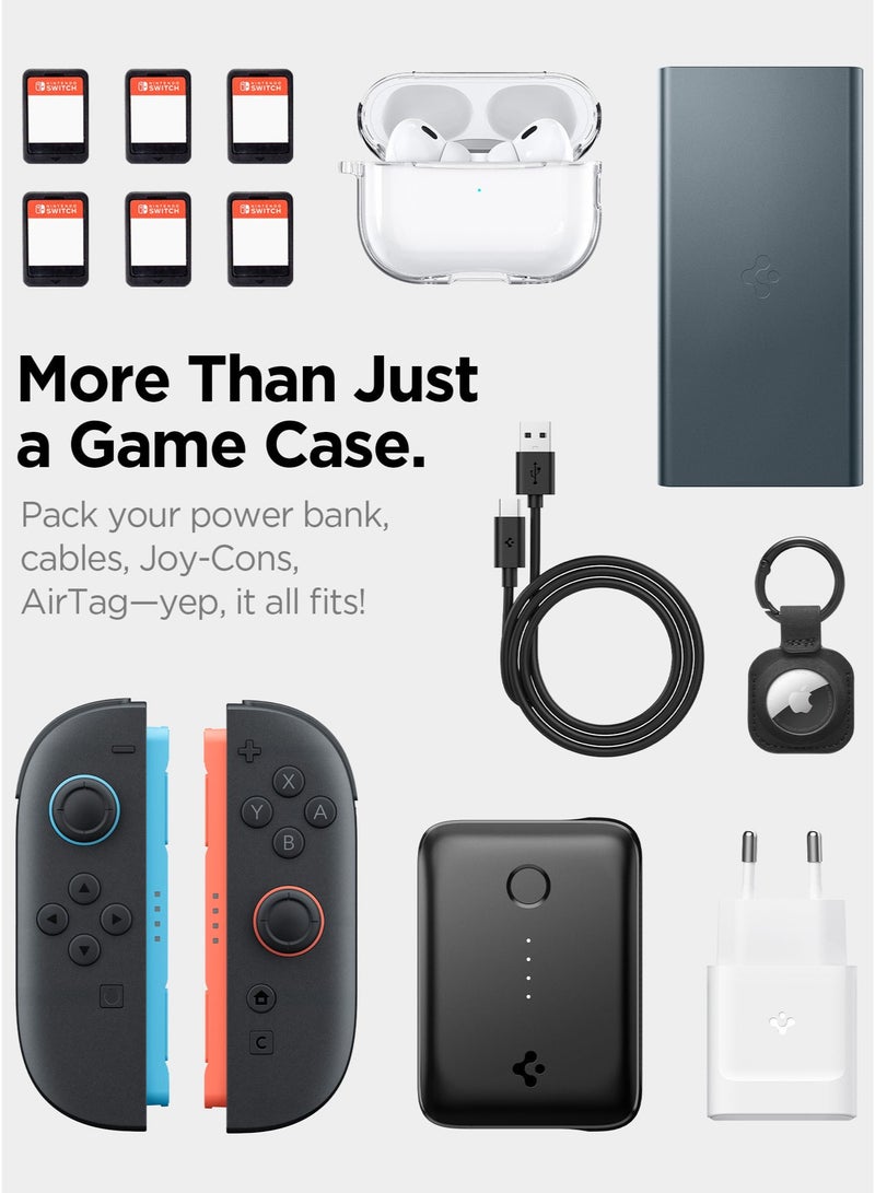 Spigen Nano Pop Pro Nintendo Switch 2 Carrying Pouch Case with Shoulder Strap Protective Portable EVA Hard Shell with Pocket for Joy-Con Accessories, 6 Game Cartridges - Blueberry Navy - Image 4