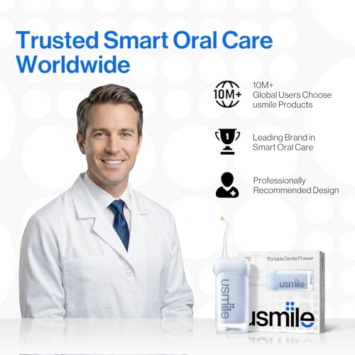 usmile C10 Portable Water Flosser for Travel – 95-Day Battery, 4 Modes, 360° Nozzle, 180ml Tank, IPX7 Waterproof, Dentist-Recommended for Braces, Implants & Sensitive Gums (Blue) - Image 3