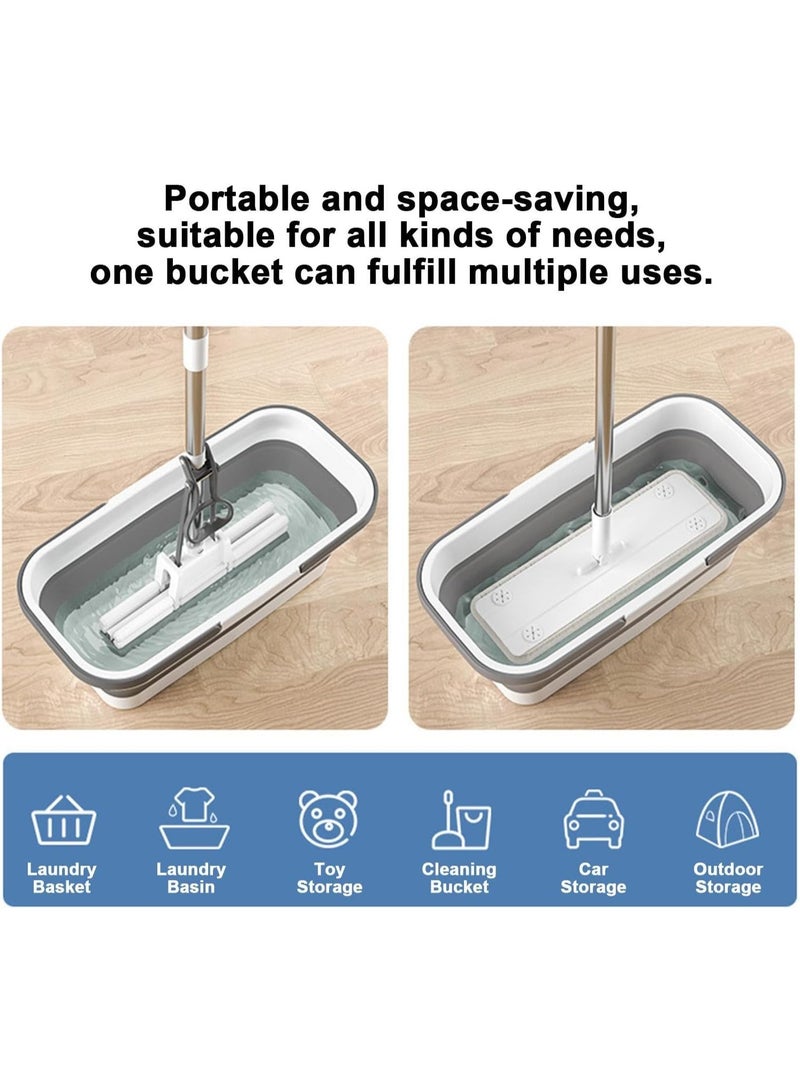 دلو دائري، حوض دائري لتنظيف المنزل بمقبض، دلو ممسحة محمول، سلة دائرية، وعاء ماء لممسحة التنظيف، وعاء ماء للتخييم في الحديقة، حوض دائري لتنظيف المنزل - Image 5