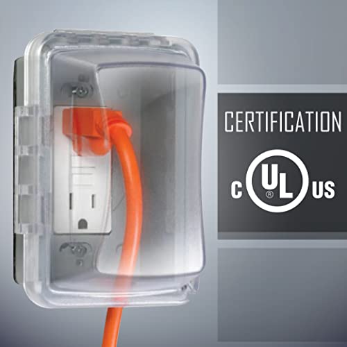 TayMac MM510C Single-Gang Horizontal/Vertical Weatherproof Receptacle Cover, 3.75 Inches Deep, Clear - Image 5