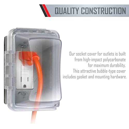 TayMac MM510C Single-Gang Horizontal/Vertical Weatherproof Receptacle Cover, 3.75 Inches Deep, Clear - Image 3