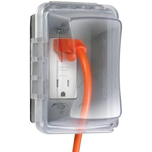 TayMac MM510C Single-Gang Horizontal/Vertical Weatherproof Receptacle Cover, 3.75 Inches Deep, Clear - Image 1