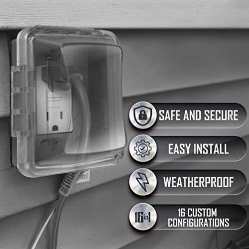 TayMac MM510C Single-Gang Horizontal/Vertical Weatherproof Receptacle Cover, 3.75 Inches Deep, Clear - Image 4