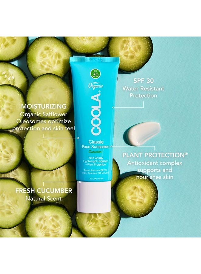COOLA Organic Face Sunscreen SPF 30 Sunblock Lotion, Dermatologist Tested Skin Care for Daily Protection, Vegan and Gluten Free, Cucumber, 1.7 Fl Oz - Image 2