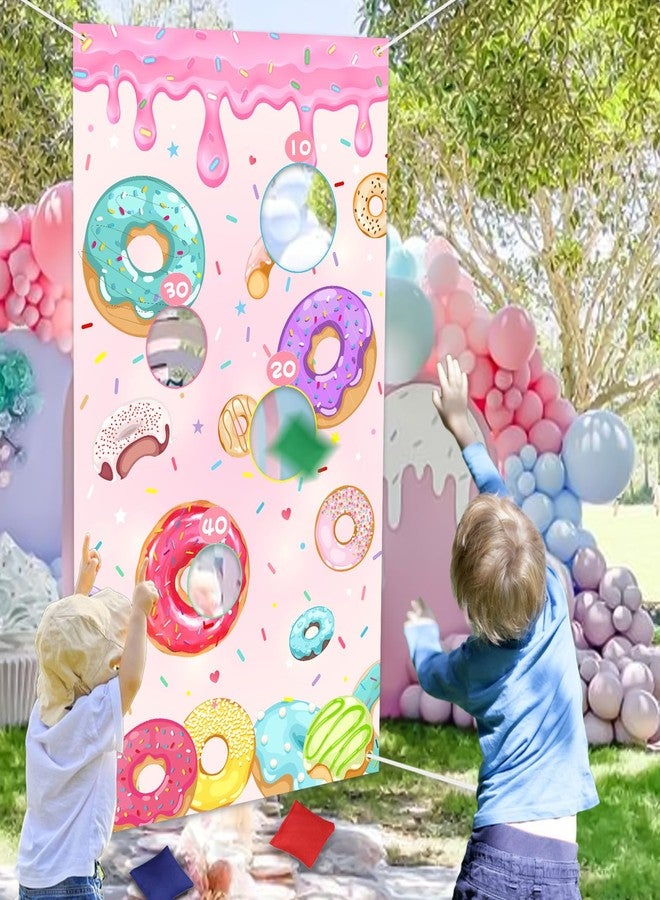 Serencatcher Donut Toss Game Banner with 3 Bean Bags Donut Bean Bag Toss Games Backdrop Background for Donut Party Games Donut Birthday Baby Shower Party Decorations Supplies - Image 4