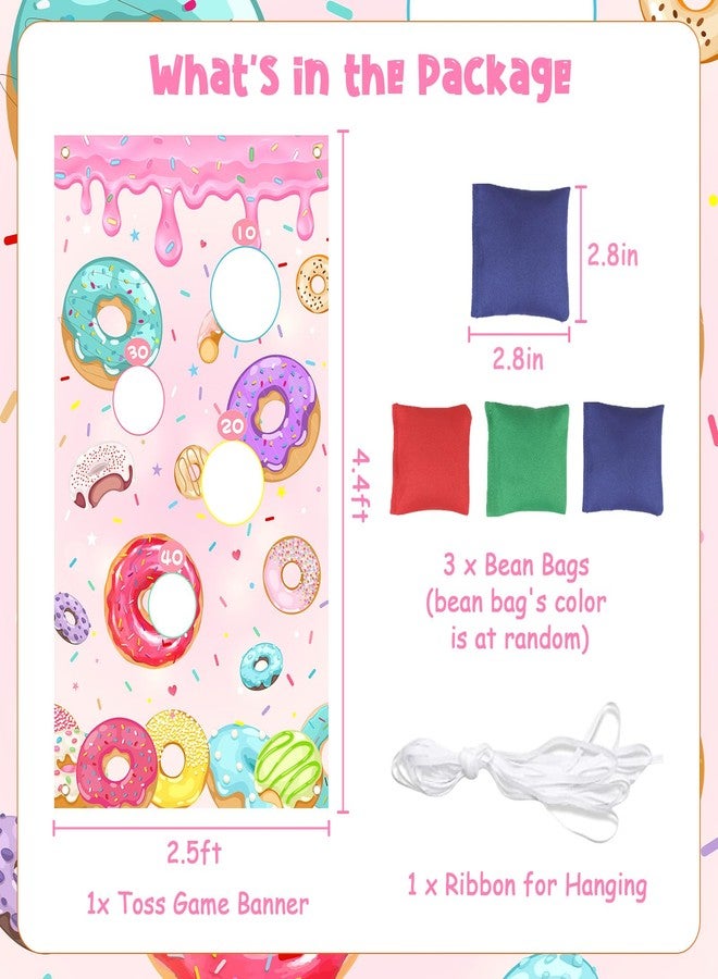 Serencatcher Donut Toss Game Banner with 3 Bean Bags Donut Bean Bag Toss Games Backdrop Background for Donut Party Games Donut Birthday Baby Shower Party Decorations Supplies - Image 2