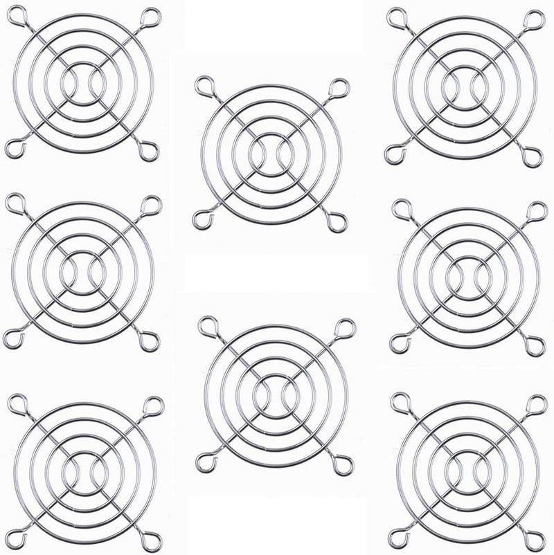 bnafes Fan Grill Metal Household Grill Protector Finger Guard for 60mm Case Fan 8pcs Silver Tone - Image 1
