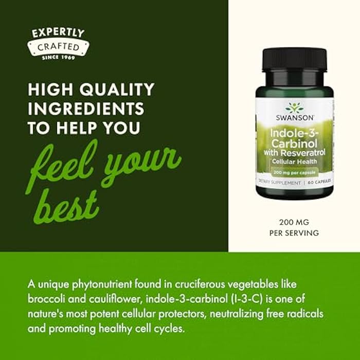 Swanson Indole-3-Carbinol with Resveratrol - I3C Supplement Promoting Cellular Protection - Natural Supplement to Help Maintain Healthy Hormone Balance - (60 Capsules, 200mg Each) - Image 5