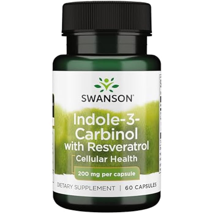 Swanson Indole-3-Carbinol with Resveratrol - I3C Supplement Promoting Cellular Protection - Natural Supplement to Help Maintain Healthy Hormone Balance - (60 Capsules, 200mg Each) - Image 1