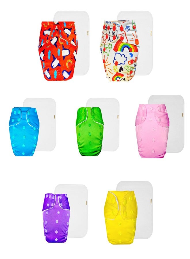 حفاضات دمبلدو القماشية الممتازة مع حشوة قطنية (عبوة من 7) | شعور بالجفاف والراحة | مانعة للتسرب | سهلة التنظيف | مثالية لفصل الصيف الهندي | من 3 أشهر إلى 3 سنوات | مناسبة للجنسين - Image 1