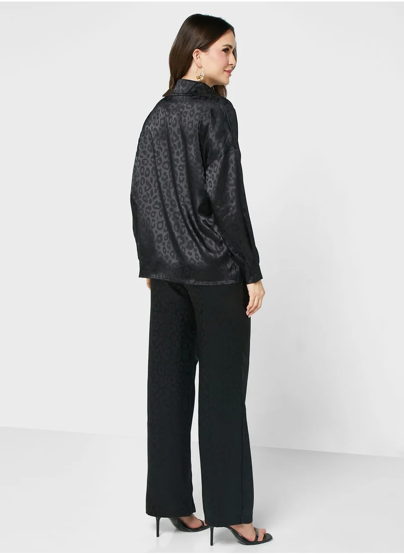 ELLA Self Print Top & Pant Set