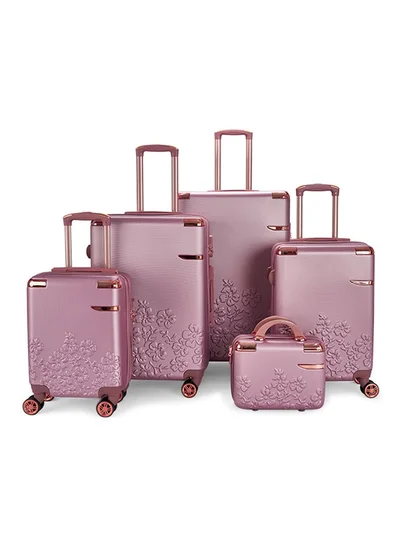 LIMRA Luggage set 5 pieces travel Bags with a distinctive design from limra rosegold