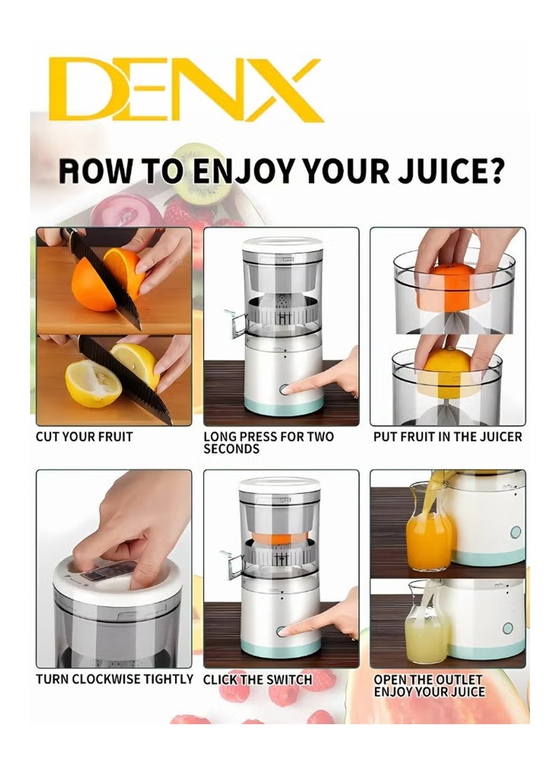 Denx Electric Citrus Juicer, Hands-Free Portable USB Charging Powerful Electric Juicer Cordless Fruit Juicer, Multi functional 1-Button Easy Press Lemon Orange Squeezer Machine for Kitchen - Image 4