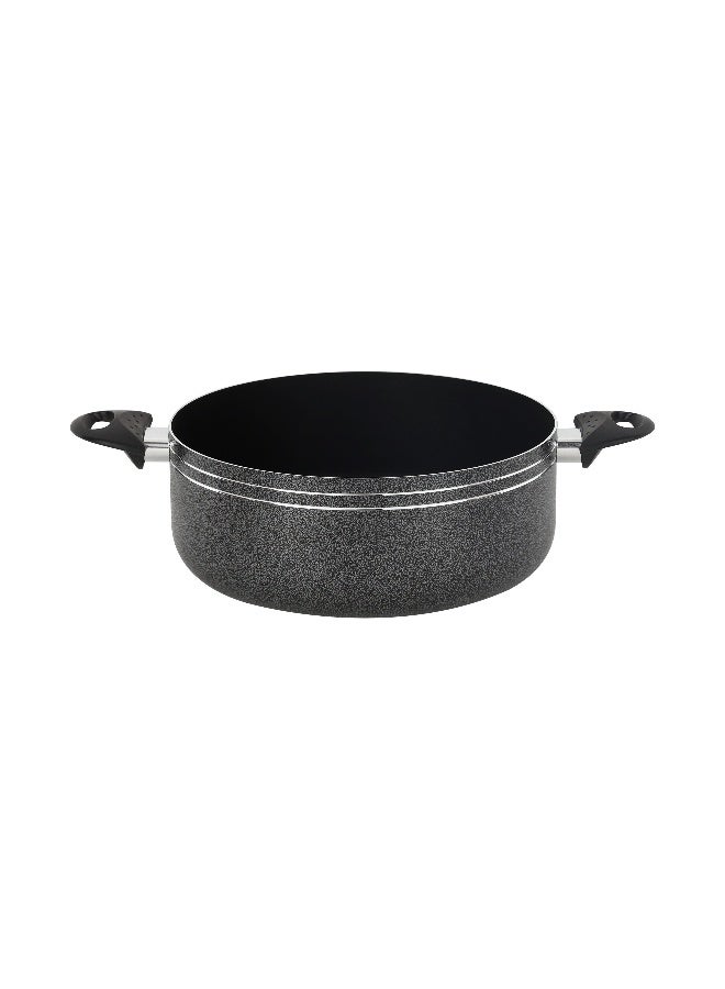 Royalford 30 cm Aluminum Casserole- RF11964/ Cookware with Non-Stick Coating, Compatible with Hot Plate, Halogen, Gas Cooktops/ with Tempered Glass Lid, Perfect for Cooking Stews, Curries, Soups, Rice, Etc./ Black - Image 2