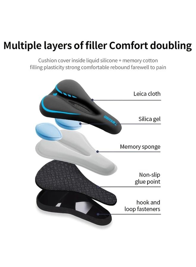 Sponge Filled Mountain Bike Seat Cover Breathable Perforated Black Enhanced Comfort - Image 2