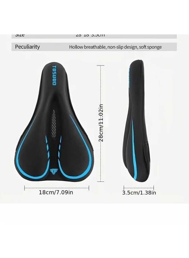 Sponge Filled Mountain Bike Seat Cover Breathable Perforated Black Enhanced Comfort - Image 4
