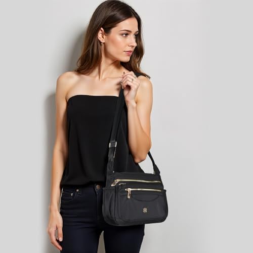 CAAORDKSO Crossbody Bag for Women Nylon Waterproof Shoulder Purse Messenger Bag Lightweight Travel Bag with Multiple Pockets (Black) - Image 3