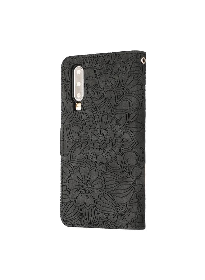 Zaboon Case For Huawei P30 Skin Feel Embossed Sunflower Horizontal Flip Leather Case with Holder & Card Slots & Wallet & Lanyard - Image 3