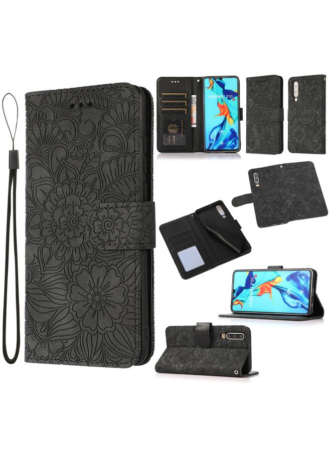 Zaboon Case For Huawei P30 Skin Feel Embossed Sunflower Horizontal Flip Leather Case with Holder & Card Slots & Wallet & Lanyard - Image 1