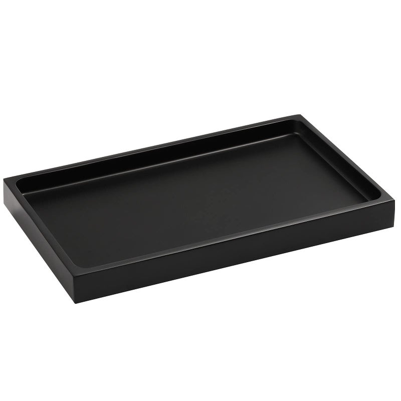 Luxspire Bathroom Vanity Tray, Resin Dresser Jewelry Ring Dish Tank Storage Kitchen Sink Countertop Organizer Plate Holder for Perfume Candles Soap Towel Plant Bathroom Accessories, M, Matte Black - Image 1