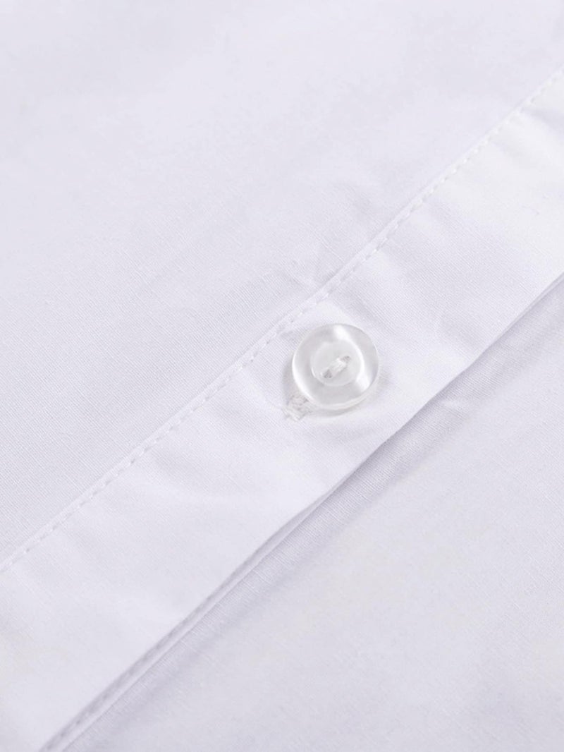 Rooscier Women's Casual Shirt Dress Collar V Neck Short Sleeve Button Down Mini Dresses Pure White Small - Image 5