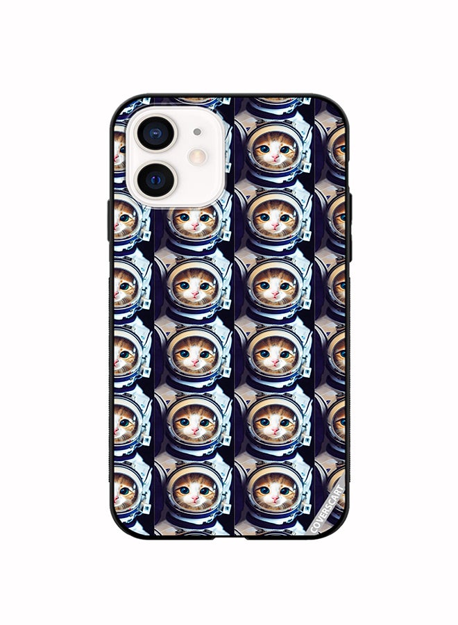 Protective Case Cover For Apple iPhone 12 Mini Cat Face Inside Astronauts Helmet Pattern Design Multicolour
