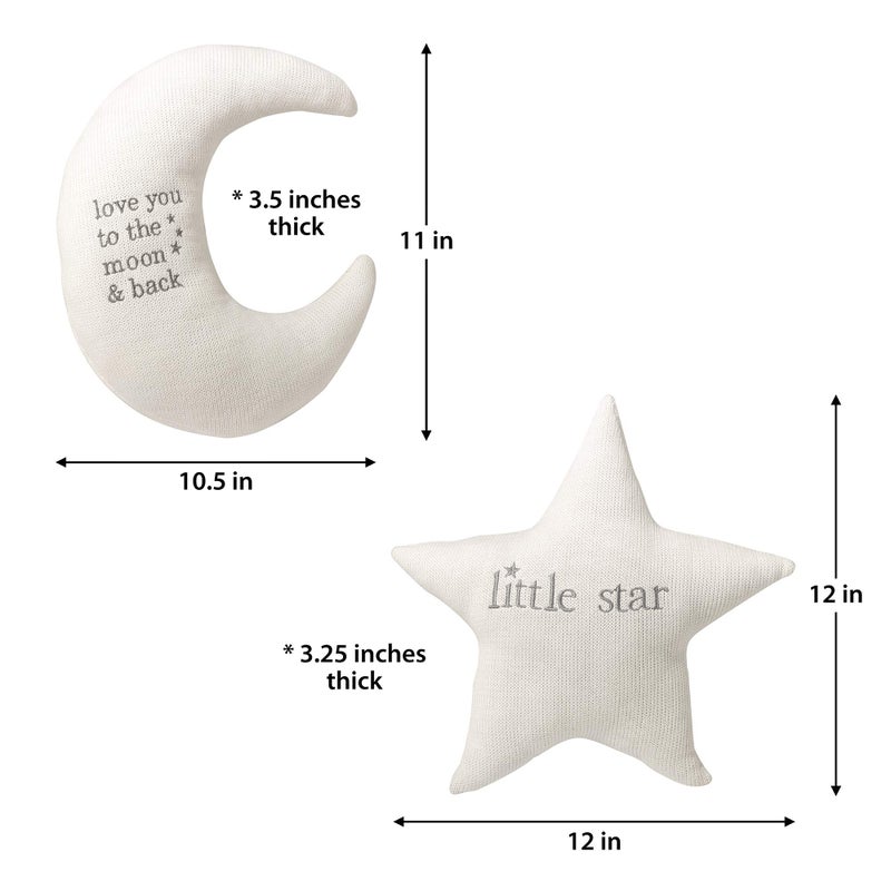 Lillian Rose White Star and Gray Moon Nursery Pillow Set - Image 2