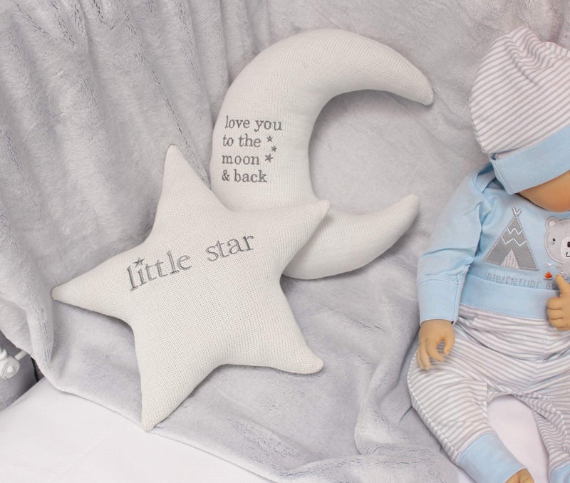 Lillian Rose White Star and Gray Moon Nursery Pillow Set - Image 3